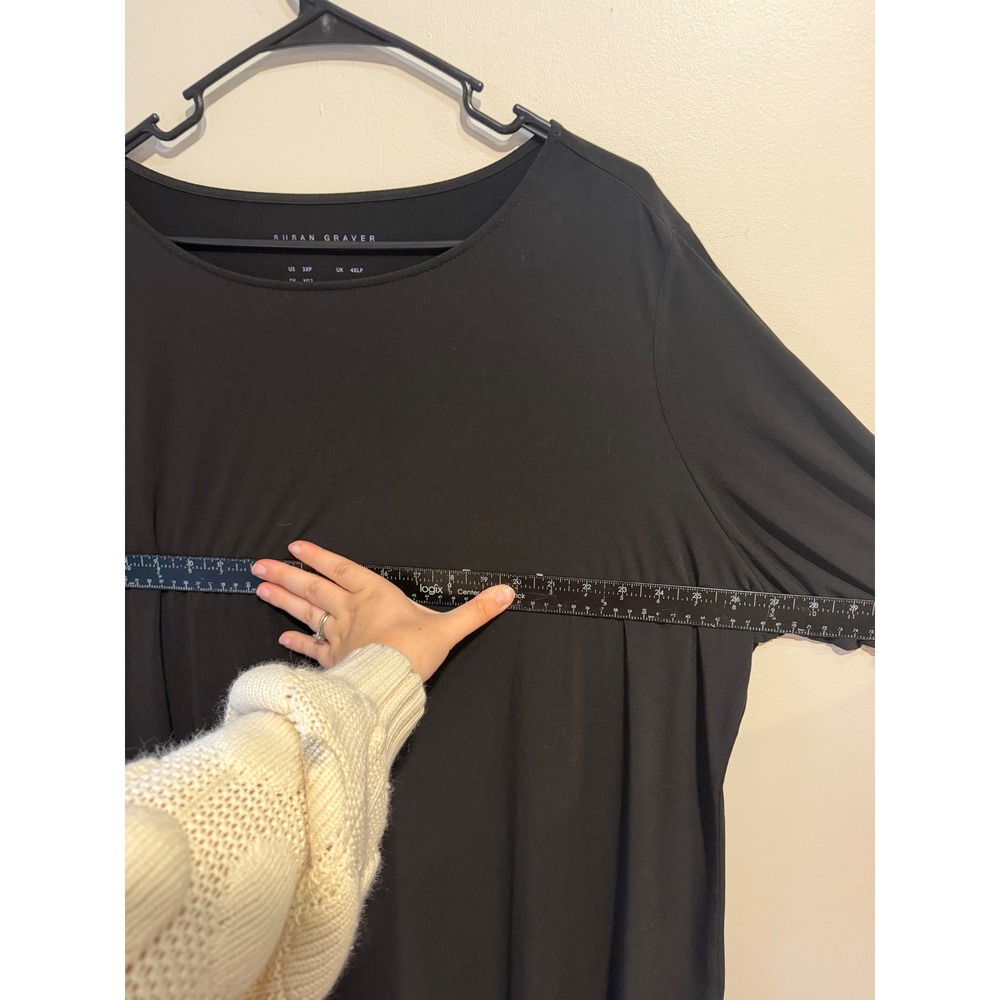 Susan Graver Modern Essentials Black Liquid Knit Tunic Top 3XP 3X Petite 3/4 - Picture 6 of 7